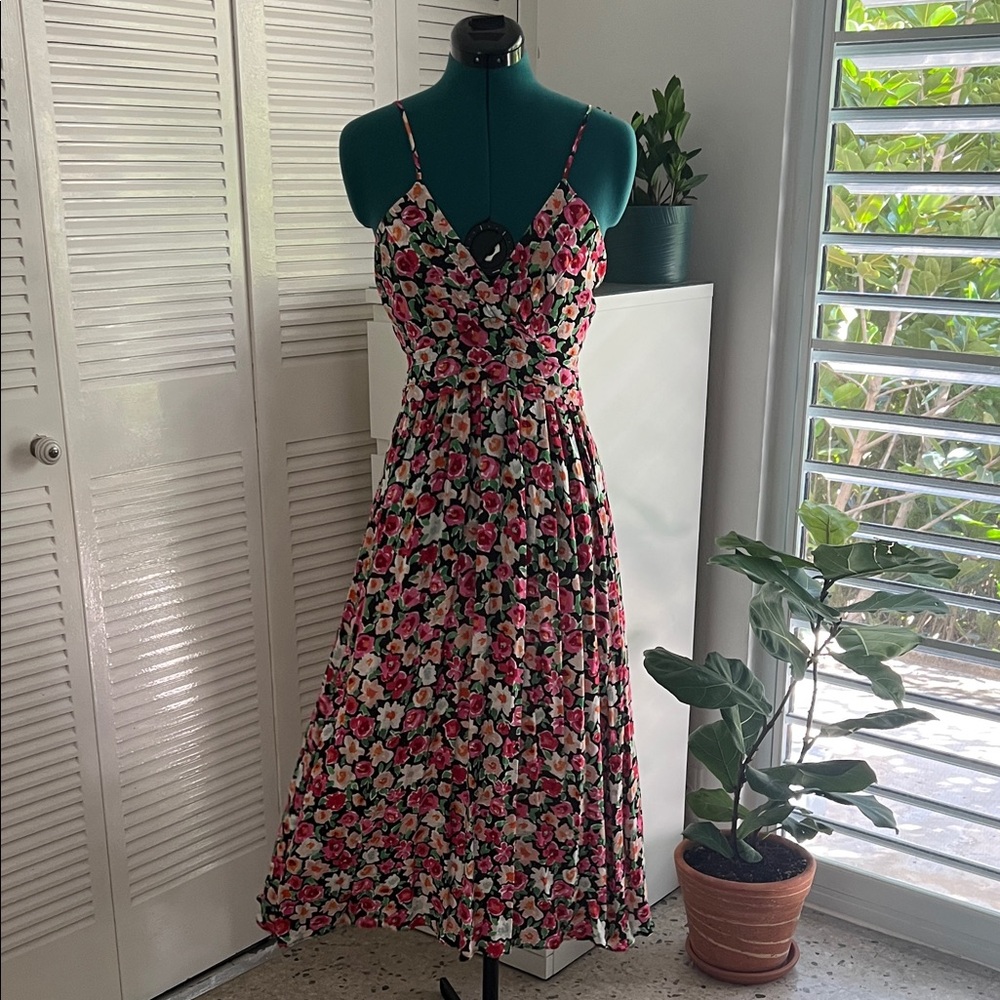Sezane Floral Pink and Black Women's Dress